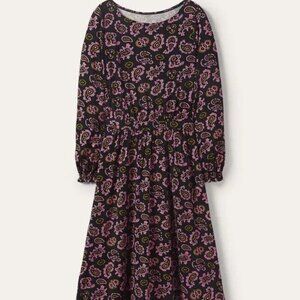 BODEN Evelyn Jersey Midi Dress Azalea Paisley Pink Black 12